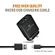 Amkette PowerPro Smart Dual Port Wall Charger MicroUSB Cable Included (2.4 Amperes) (Black)