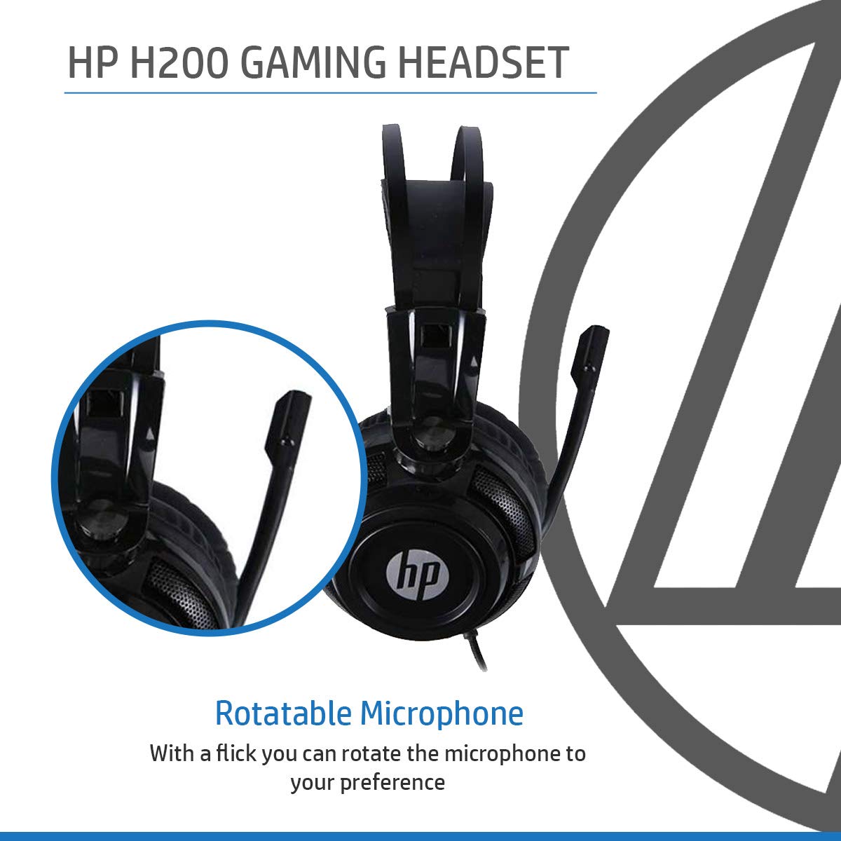 HP H200 Wired Gaming Over Ear Headphones - (Black)