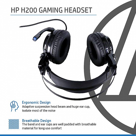 Roll over image to zoom in HP H200 Wired Gaming Over Ear Headphones - (Black)