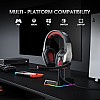 Hunterspider Gaming Headset Headphones for PS4 PS5 Switch Xbox One PC with Microphone, Noise Reduction Surround Sound & LED Light (Red)