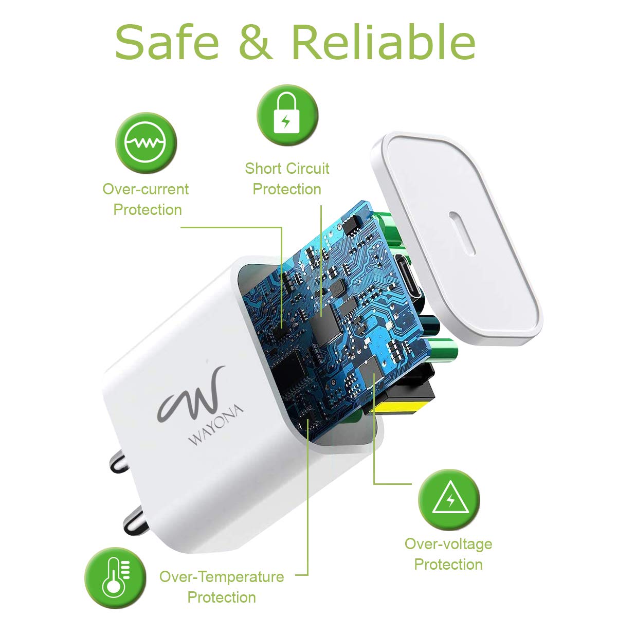 Wayona 20W USB C PD/QC Fast Charging Adapter Compatible