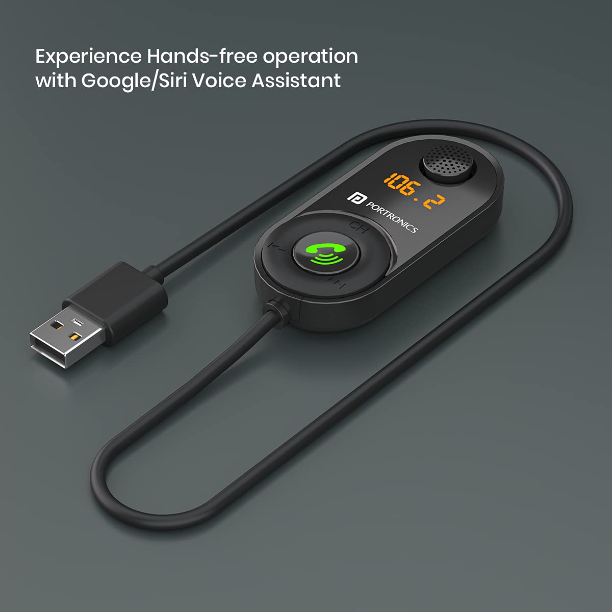 Portronics AUTO 12 in-Car Bluetooth Receiver for Handsfree Calling, Music System, Supports All Smartphones (Black)