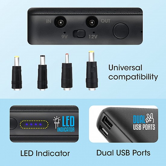 ZEBRONICS ZEB-M24Q27 Router UPS with 19200mAh, 48W max, Built-in protections, LED Indicator, DC 12V/9V/5V Input Output Support