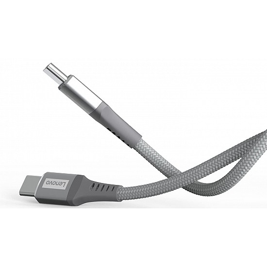 Lenovo USB C to Type-C Tangle-free Aramid fiber braided 1.2m cable - Metallic Grey