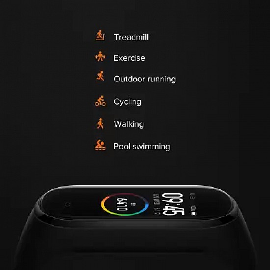 Mi Smart Band 4  (Black Strap, Size : Regular)