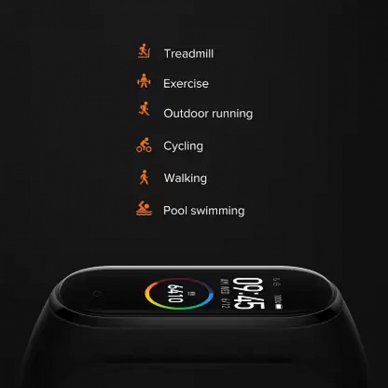 Mi Smart Band 4  (Black Strap, Size : Regular)