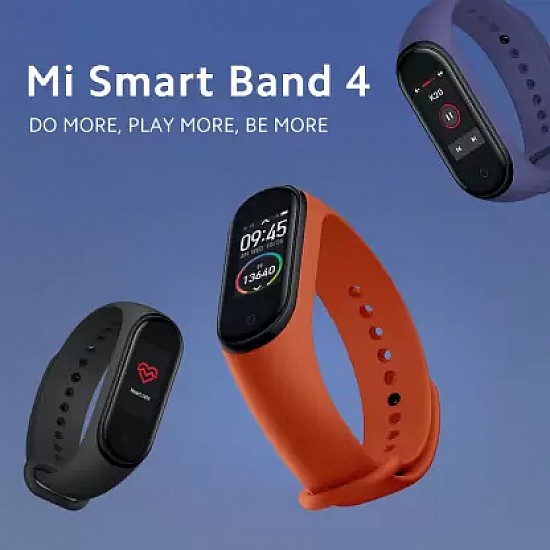 Mi Smart Band 4  (Black Strap, Size : Regular)