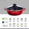 Nouvetta Die Cast Non Stick Kadhai with Glass Lid ( 24 cm, 3 Coat, 4.5mm Thickness), Red & Black Nouvetta Die Cast Non Stick Kadhai with Glass Lid ( 24 cm, 3 Coat, 4.5mm Thickness), Red & Black