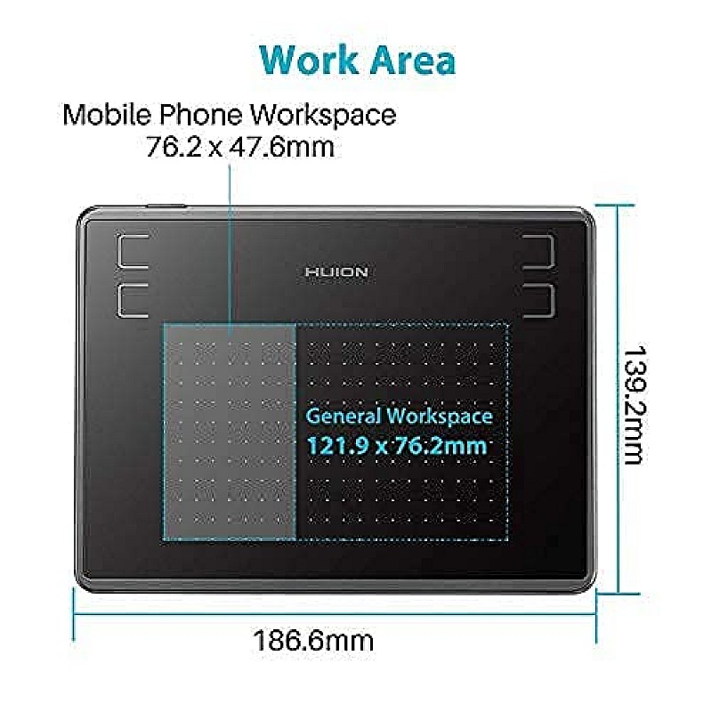 Huion H430P OSU Graphics Drawing Tablet with Battery-Free Stylus 4.8x3 inch Working Area 4 Press Keys Support