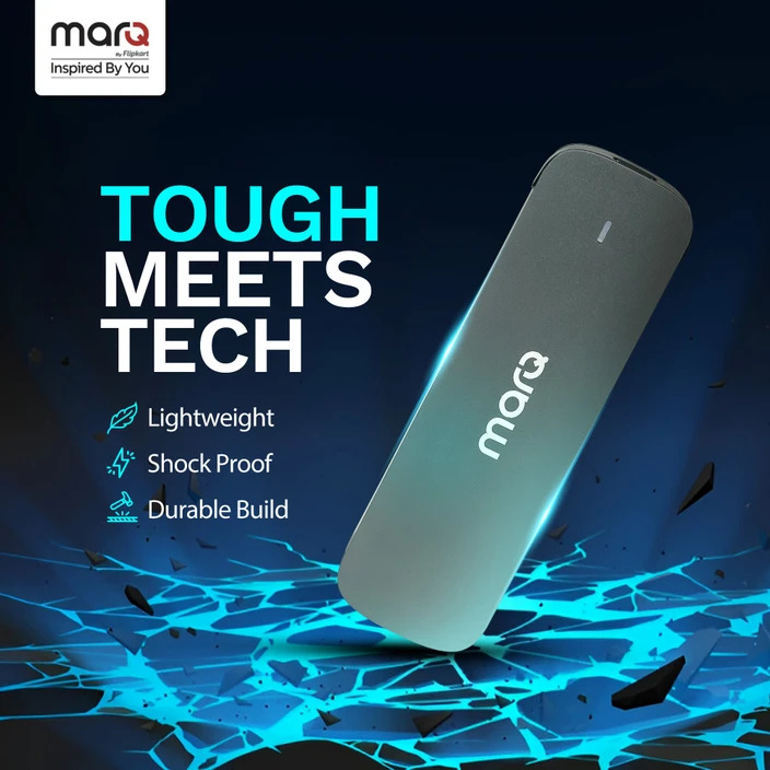 MarQ 1050 MB/s / Window, Mac OS, Android / Portable, Type C Enabled / USB 3.2 1 TB External Solid State Drive (SSD) (Metallic Silver)