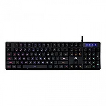 HP K300 Backlit Membrane Wired Gaming Keyboard with Mixed Color Lighting, 4 LED Indicators