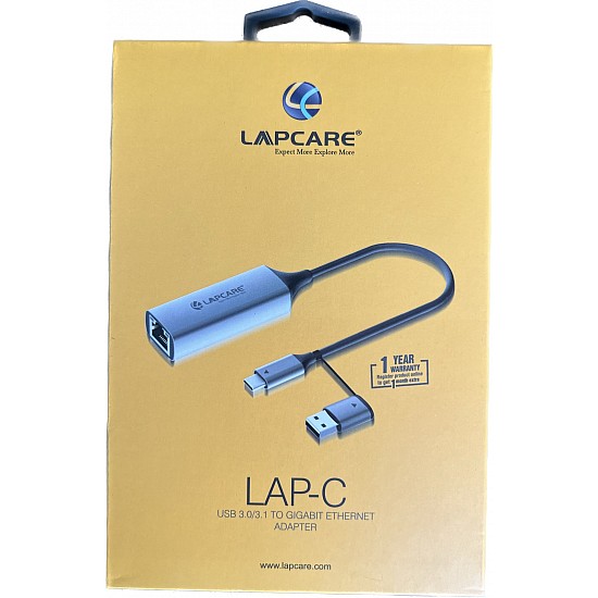 Lapcare 2 in 1 Type C and USB 3.0 Gigabit Ethernet Adapter