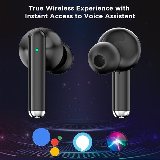 pTron Bassbuds Pixel with Gaming Mode, 50ms Low Latency, 35Hrs Total Playback Time (Black)