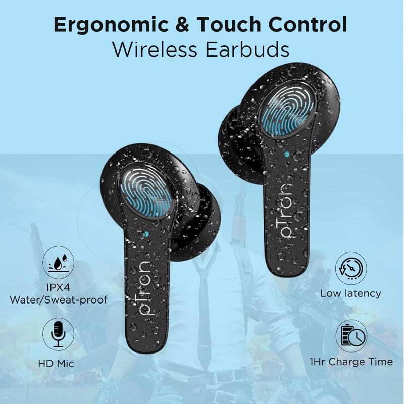 pTron Bassbuds Ultima V2 (ANC) Active Noise Cancellation Bluetooth 5.0 Wireless Headphone 