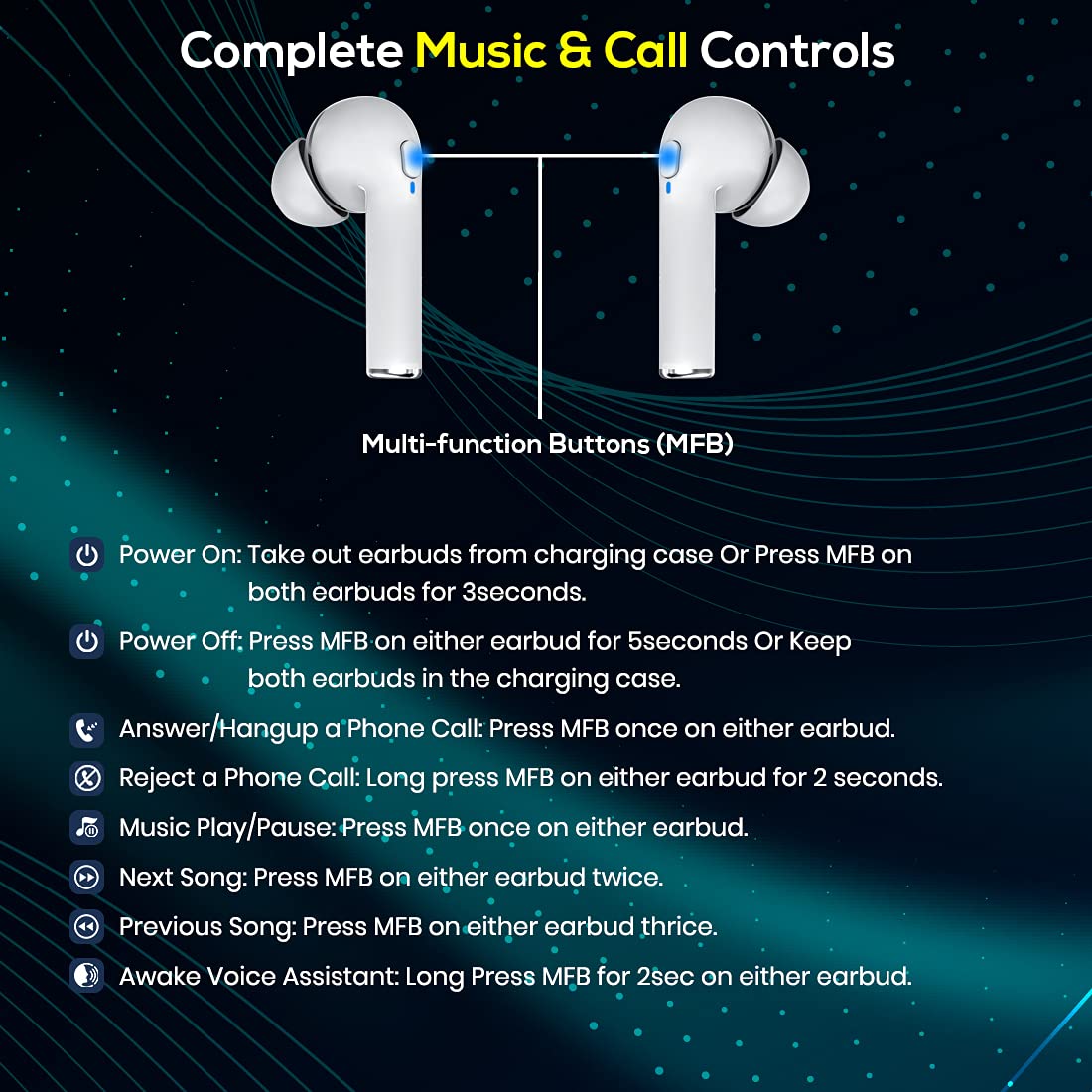 pTron Bassbuds Vista in-Ear True Wireless Bluetooth 5.1 Headphones