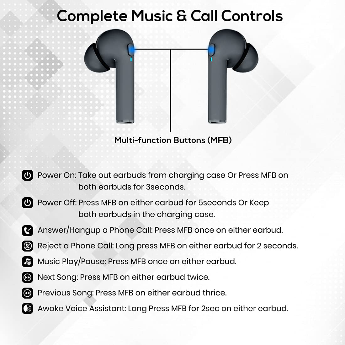 pTron Bassbuds Vista in-Ear True Wireless Bluetooth 5.1 Headphones