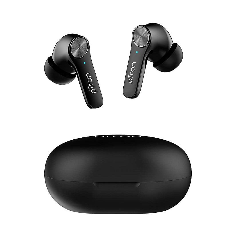 pTron Basspods P481 Pro Active Noise Cancellation (ANC) Wireless Earphones, TypeC Fast Charging & IPX4 Water-Resistant (Black)