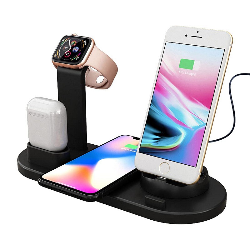 pTron Bullet WX4 3 in 1 Multi-Function Charging Stand for iOS Devices Black