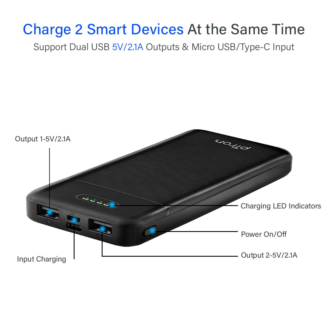 pTron Dynamo Lite 10000mAh Li-Polymer Power Bank Black