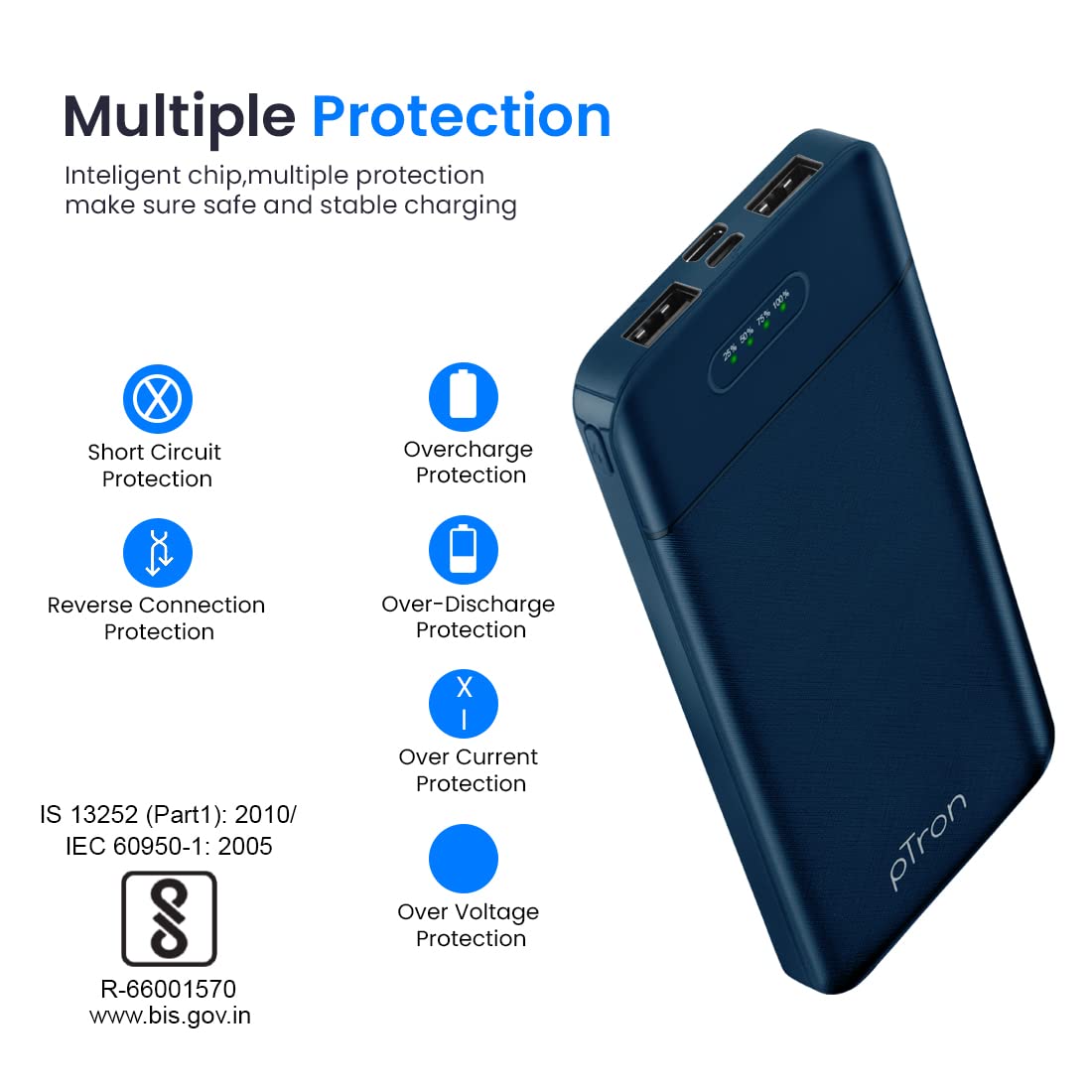 pTron Dynamo Lite 10000mAh Li-Polymer Power Bank Black