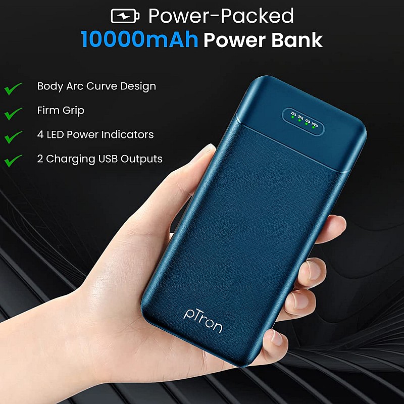 pTron Dynamo Lite 10000mAh Li-Polymer Power Bank Black