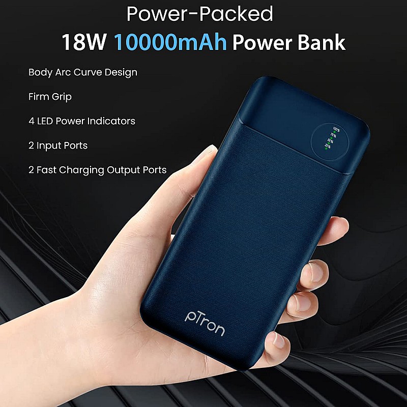 pTron Dynamo Lite 10000mAh Li-Polymer Power Bank Black