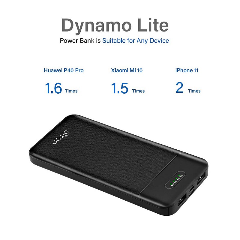 pTron Dynamo Lite 10000mAh Li-Polymer Power Bank Black