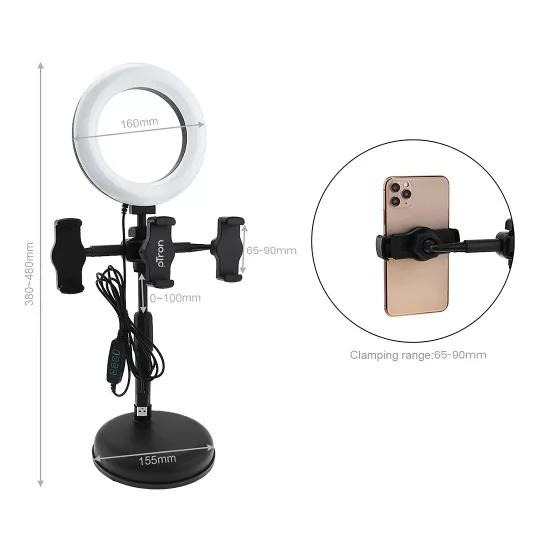 Selfie Ring Light with Tripod Stand and Phone Holder PNG Images & PSDs for  Download | PixelSquid - S116914930
