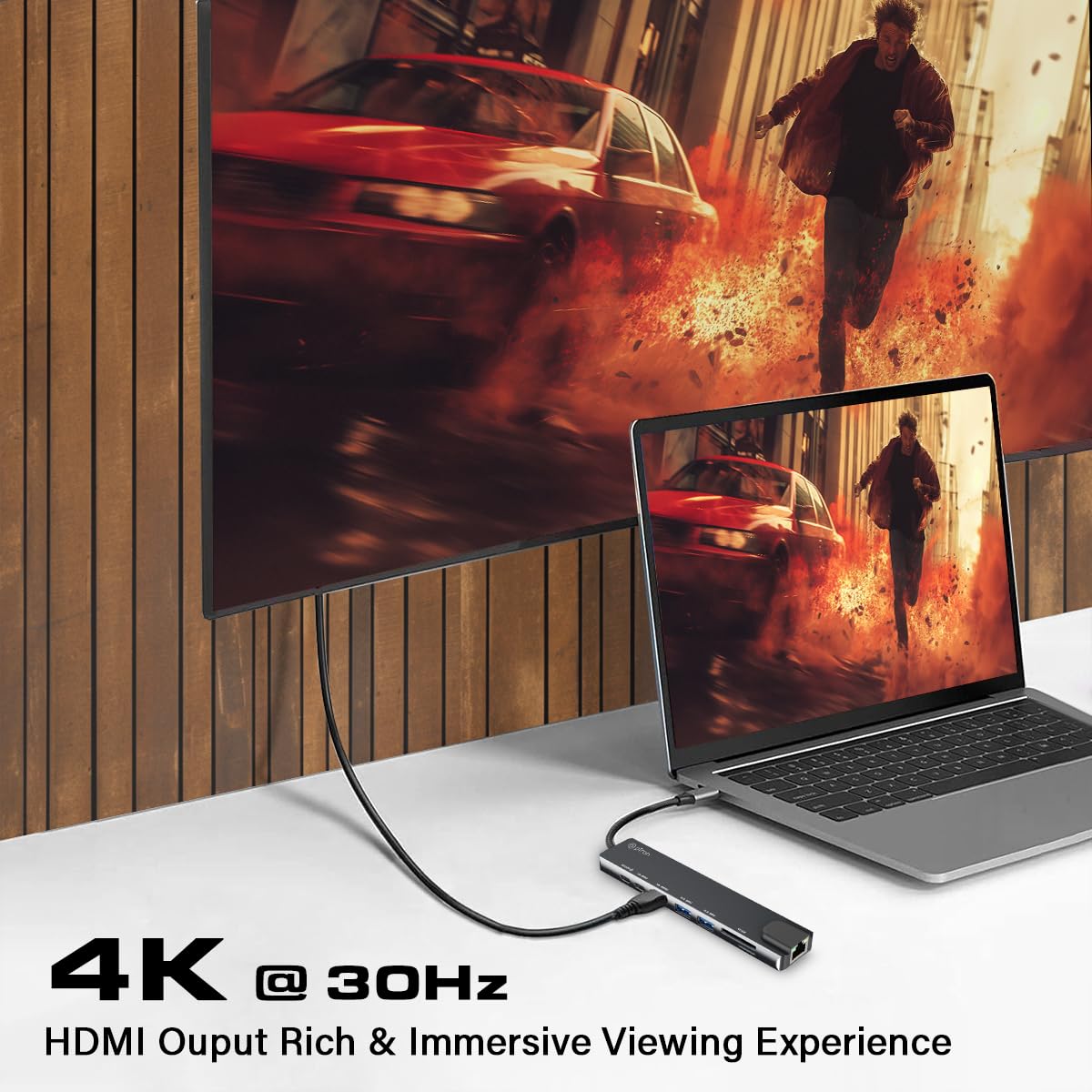 pTron Nexo 8-in-1 Type C to HDMI USB Hub w/ 4K@30Hz HDMI, 100Mbps Ethernet, 100W PD Charging, USB 3.0, USB 2.0, USB-C 2.0 Data, microSD/SD Card Slots for All Type C Devices, MacBook, Laptop, PC(Black) pTron Nexo 8-in-1 Type C to HDMI USB Hub w/ 4K@30Hz HDMI, 100Mbps Ethernet, 100W PD Charging, USB 3.0, USB 2.0, USB-C 2.0 Data, microSD/SD Card Slots for All Type C Devices, MacBook, Laptop, PC(Black)