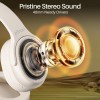 pTron Studio Pro w/ 65Hrs Playtime, Wireless Over Ear Headphones w/HD Mic & TruTalk AI-ENC Calls (Beige)