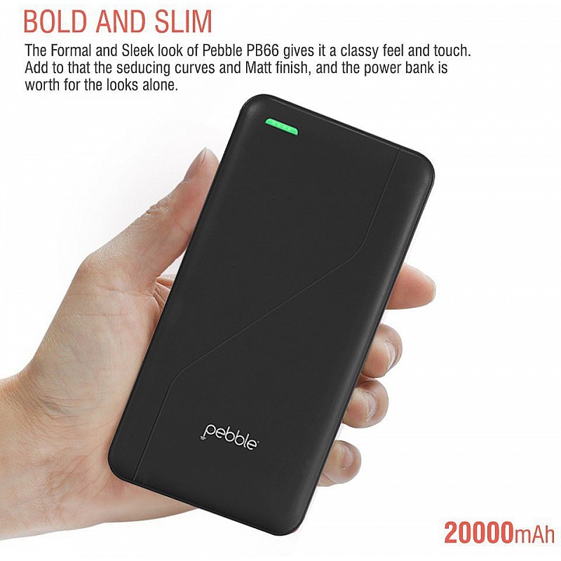 Pebble PB66 20000mAH Power Bank (Black) 