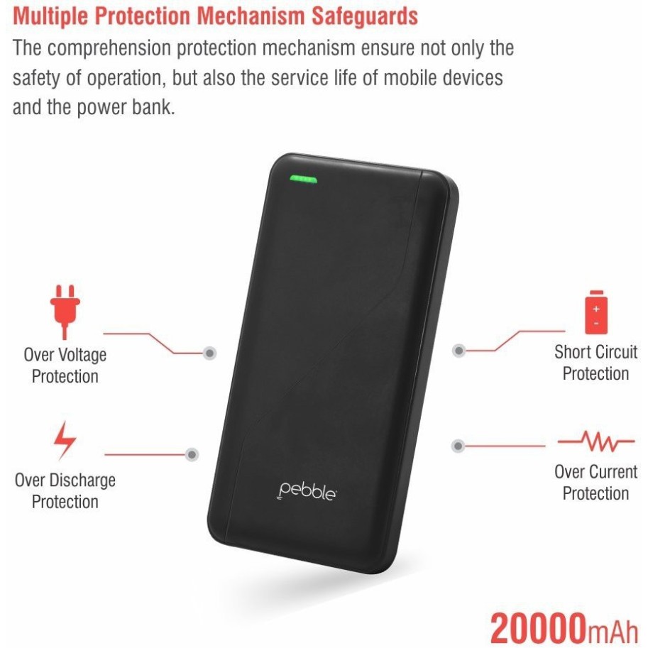 Pebble PB66 20000mAH Power Bank (Black)