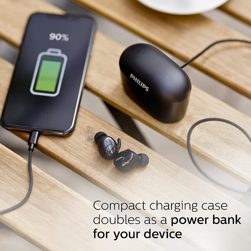 Philips UpBeat SHB2515BK True Wireless (TWS) Earbuds with 3350 mAh Power Bank, 70+ Hour Playtime 