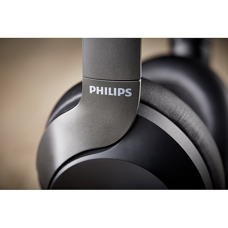 Philips Performance TAPH805BK Bluetooth 5.0 Active Noise Cancelling Over-Ear Headphones with Google Assistant (Black)