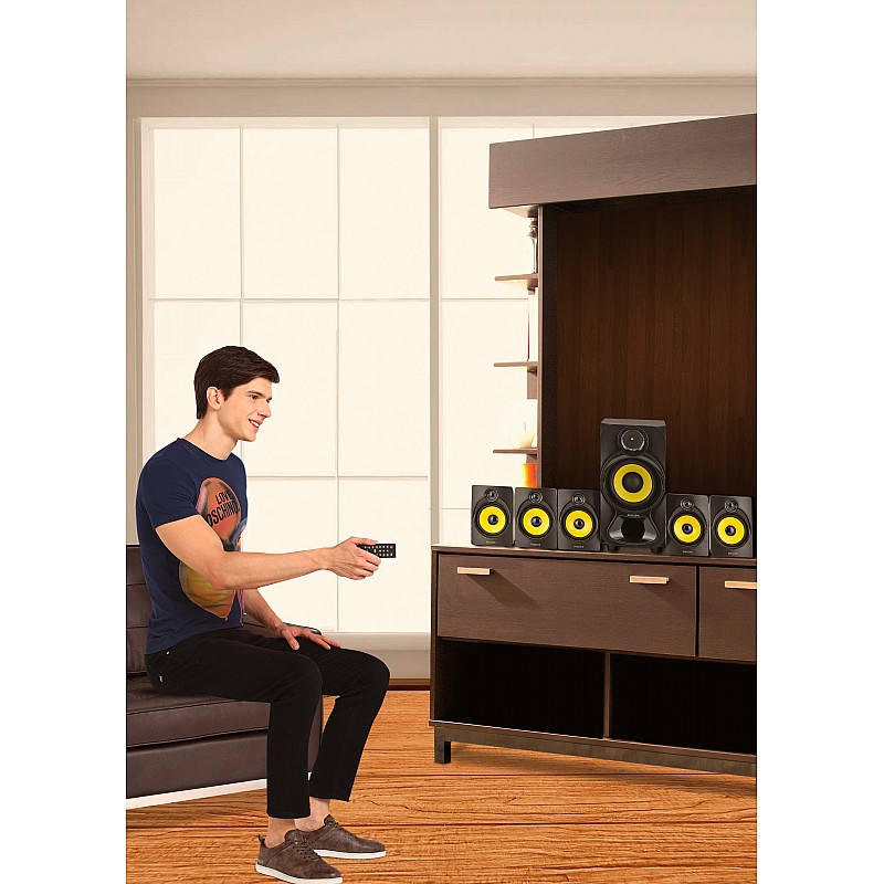 Philips Heart Beat SPA-3800B 5.1 Channel Home Theater System (Black/Yellow)-