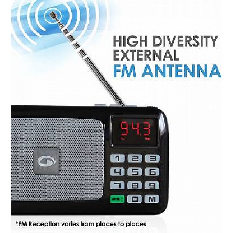 Amkette Poket FM Mulitimedia Speaker Long Battery Life Black