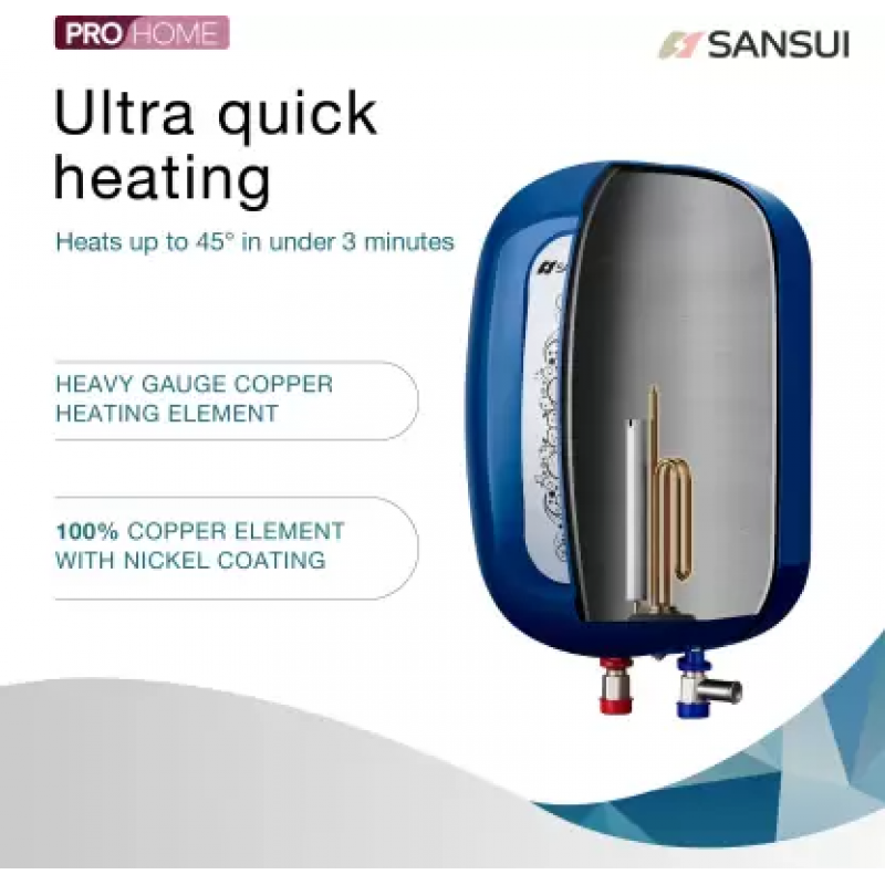 Sansui 3 L Instant Water Geyser with Pipes (Allure, Cobalt Blue)