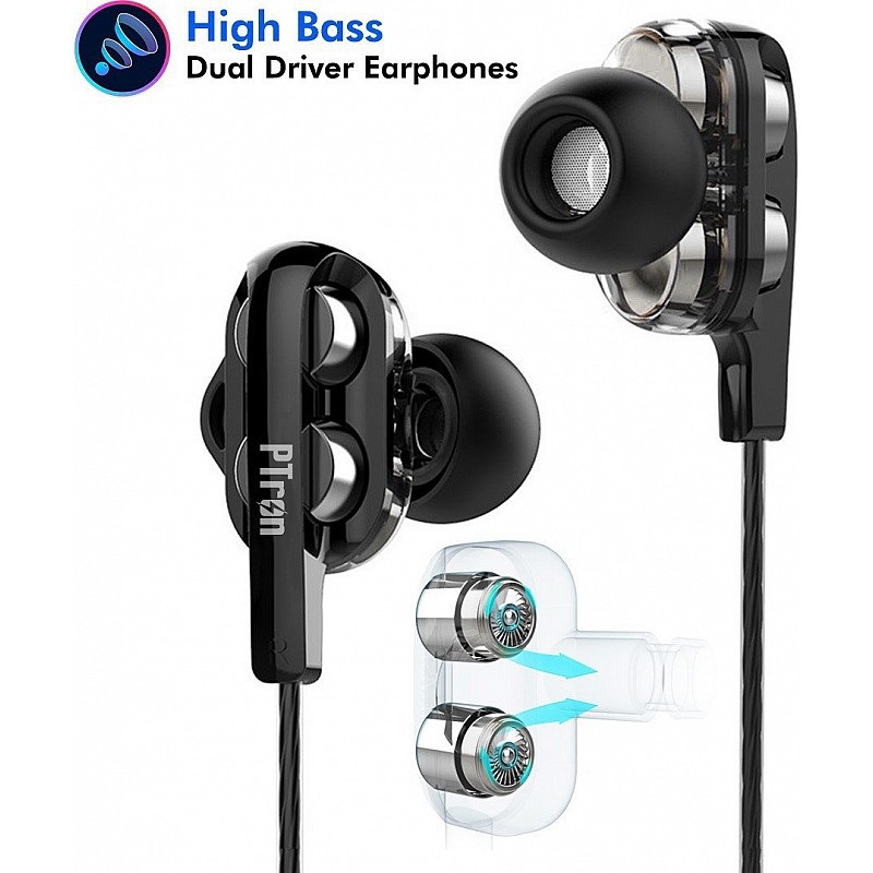 PTron Boom 3 Headphones, 4D Deep Bass Stereo Earphones