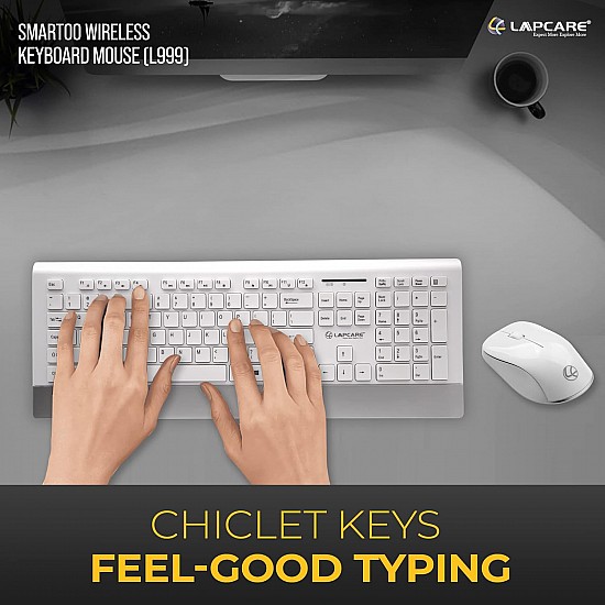 Lapcare Smartoo White Silver Wireless Combo Keyboard + Mouse 1200dpi - Multimedia