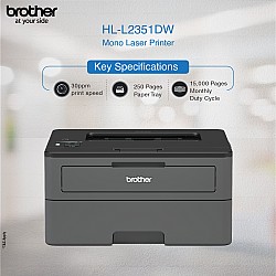 Brother HL-L2351DW Monochrome Laser Printer with Auto Duplex & Wi-Fi Printing-