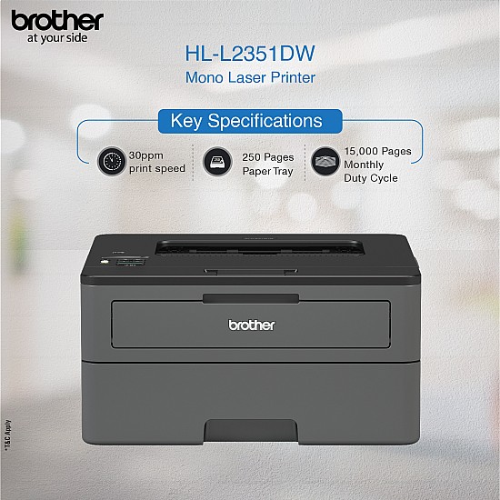 Brother HL-L2351DW Monochrome Laser Printer with Auto Duplex & Wi-Fi Printing-