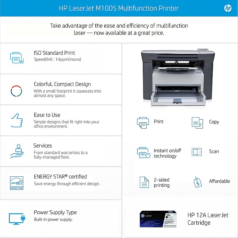 HP Laserjet M1005 Multifunction Laser Printer Black (Refurbished)