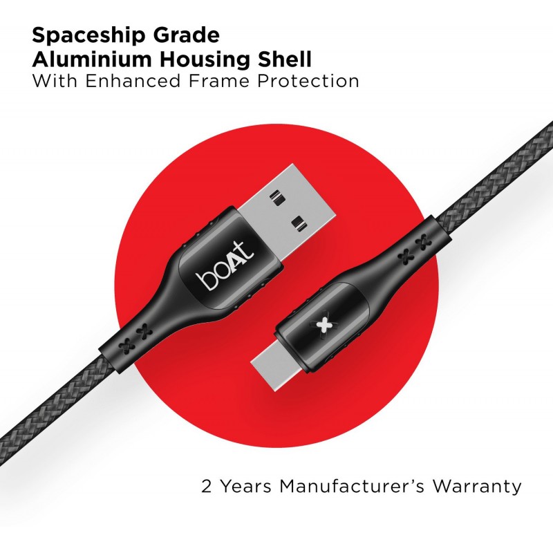 boAt USB Type C Cable 3 A 1.5 m 600 Stress Resistant,Auto Disconnecting with LED Indicator, 3A (Compatible with Mobile, Tablet, Laptop, Mecurial Black) boAt USB Type C Cable 3 A 1.5 m 600 Stress Resistant,Auto Disconnecting with LED Indicator, 3A (Compatible with Mobile, Tablet, Laptop, Mecurial Black)