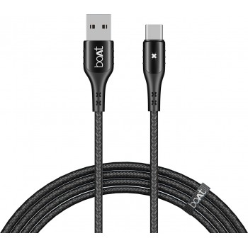 boAt USB Type C Cable 3 A 1.5 m 600 Stress Resistant,Auto Disconnecting with LED Indicator, 3A  (Compatible with Mobile, Tablet, Laptop, Mecurial Black)