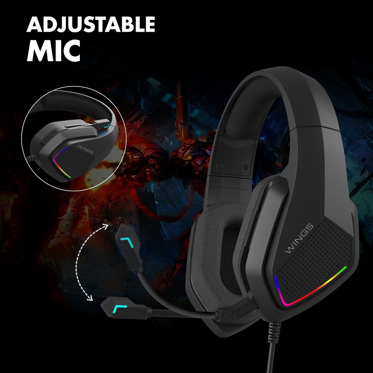 WINGS Vader 200 Wired Gaming (Black, On the Ear)