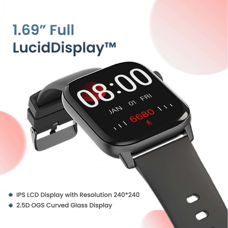 Ambrane Flex 1.69inch Lucid display and SPO2 Smartwatch Black Strap Ambrane Flex 1.69inch Lucid display and SPO2 Smartwatch Black Strap