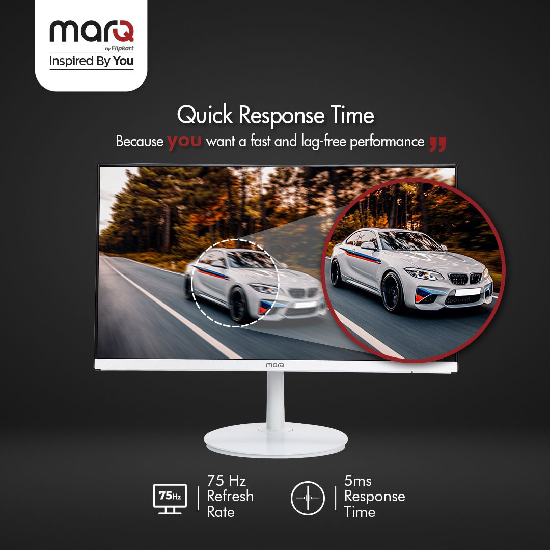 MarQ by Flipkart 55.88 cm (22 inch) Full HD LED Backlit VA Panel with 2 X 3W Inbuilt Speakers Monitor (22FHDMVQIIHB) (Adaptive Sync, Response Time: 5 ms, 75 Hz Refresh Rate)#JustHere