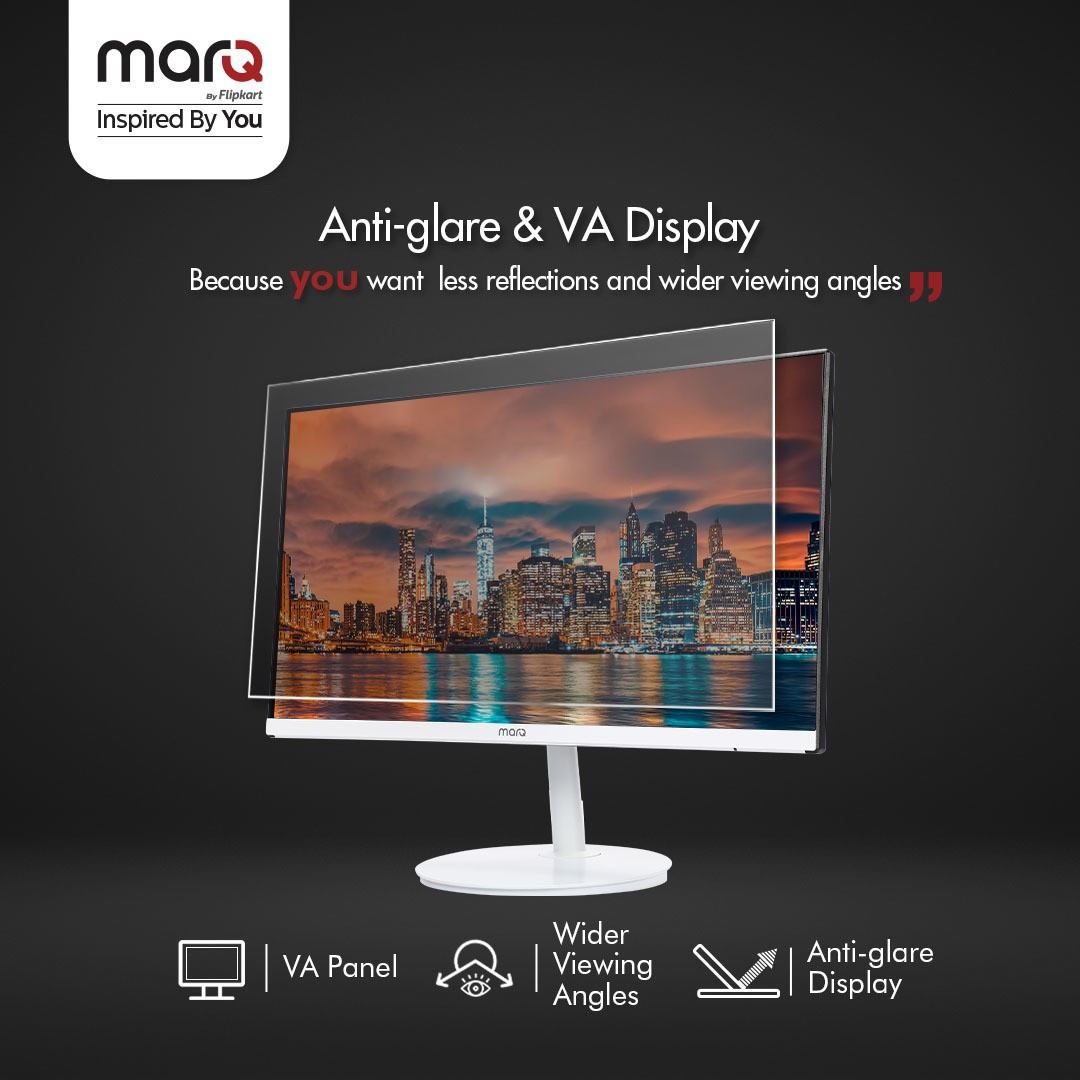 MarQ by Flipkart 55.88 cm (22 inch) Full HD LED Backlit VA Panel with 2 X 3W Inbuilt Speakers Monitor (22FHDMVQIIHB) (Adaptive Sync, Response Time: 5 ms, 75 Hz Refresh Rate)#JustHere