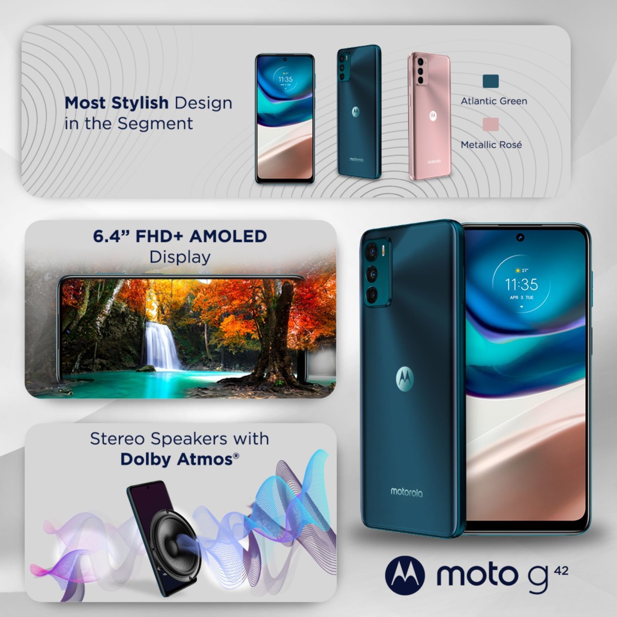 Motorola g42 (Atlantic Green 4 GB RAM 64 GB Storage refurbished