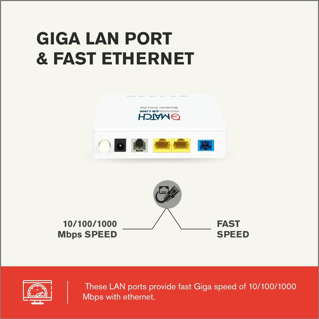 Match LB-Link BL-MX102L1V XPON ONU with Voice Router 0 GHz 1000 Mbps Wifi Speed NA Ethernet (Cable Broadband) (White)